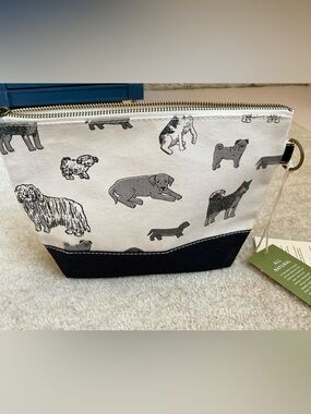 NWT ShoreBags Dog Theme Canvas Zip Pouch